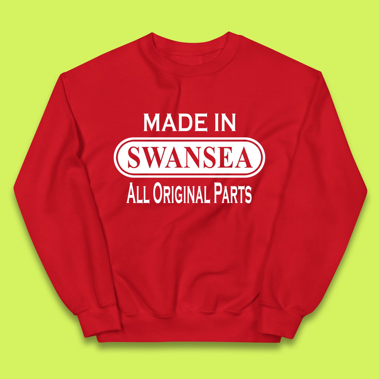 Made In Swansea All Original Parts Vintage Retro Birthday Coastal City Of Wales Gift Kids Jumper