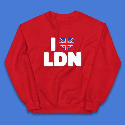 I Love LDN UK United Kingdom British England I Love London Kids Jumper