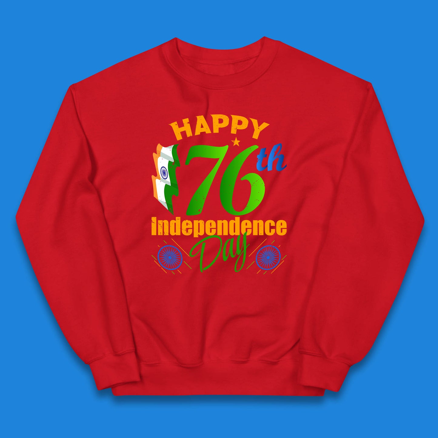 Happy India 76th Independence Day 15th August Patriotic Indian Flag Kids Jumper