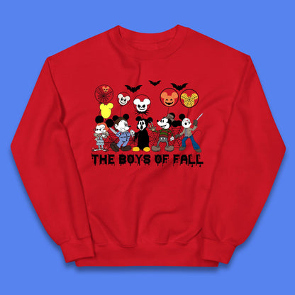 The Boys Of Fall Halloween Disney Mickey Mouse & Friends Horror Movie Characters Kids Jumper
