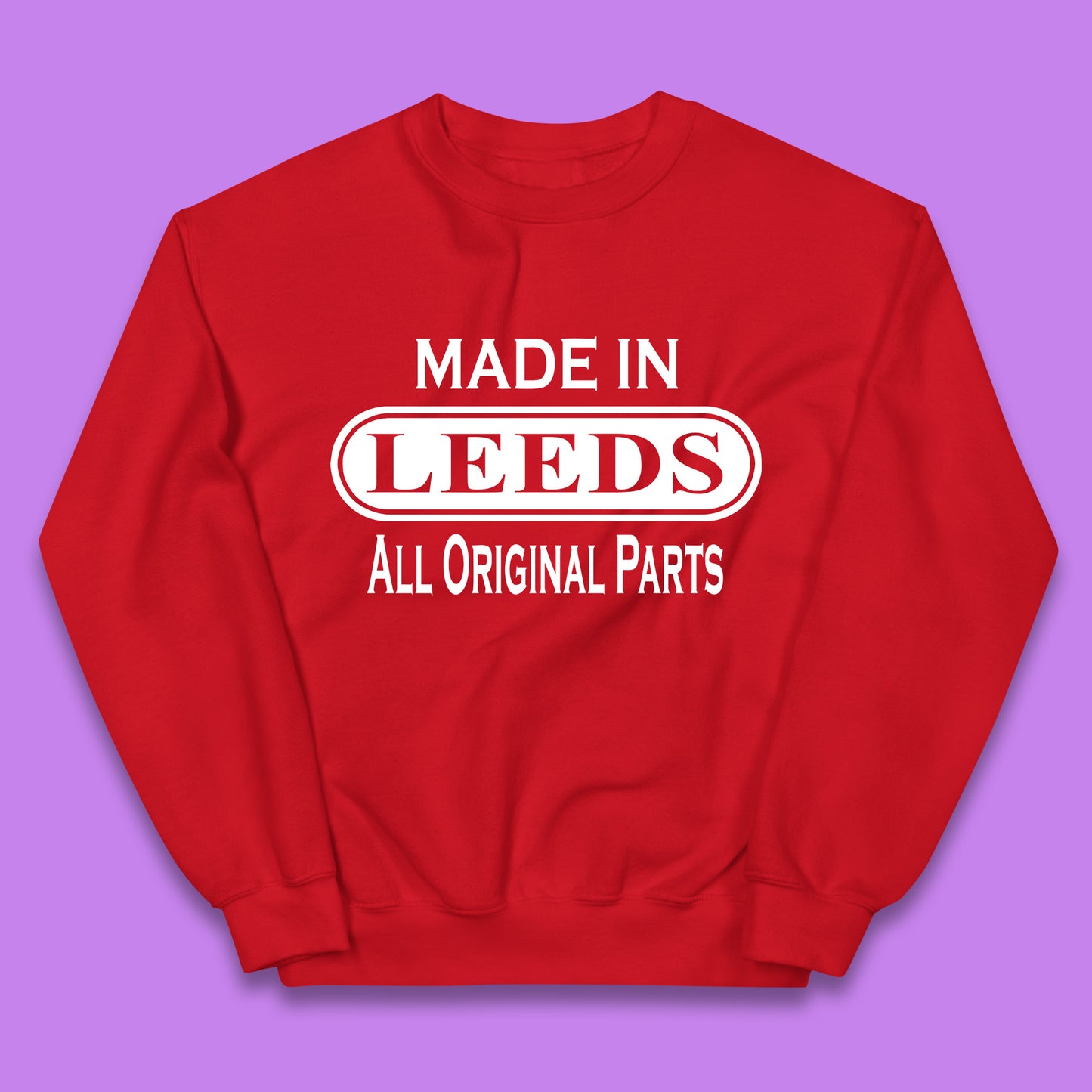 Made In Leeds All Original Parts Vintage Retro Birthday City In West Yorkshire, England Gift Kids Jumper