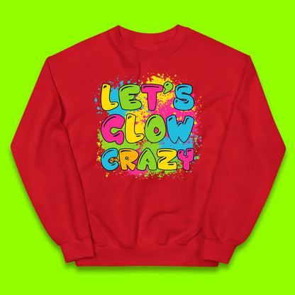 Let's Glow Crazy Paint Splatter Glow Birthday Retro Colorful Theme Party Kids Jumper