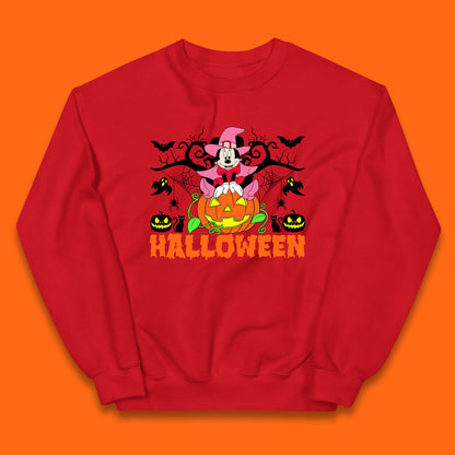 Disney Halloween Witch Minnie Mouse Sitting On Pumpkin Horror Scary Disneyland Trip Costume Kids Jumper