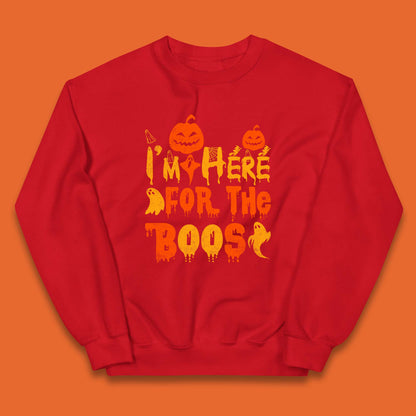 I'm Here For The Boos Halloween Pumpkin Ghost Horror Scary Kids Jumper