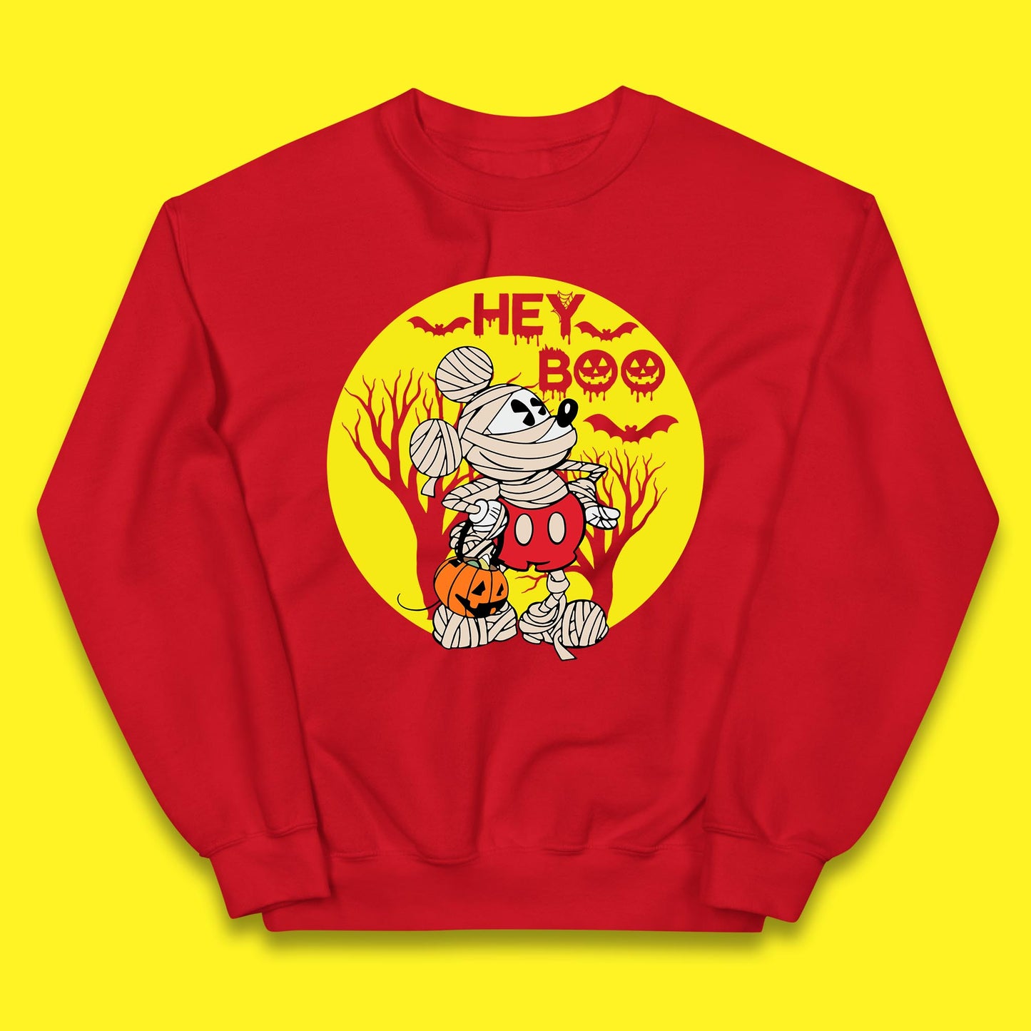 Hey Boo Disney Halloween Mickey Mouse Mummy Trick Or Treat Spooky Vibes Kids Jumper