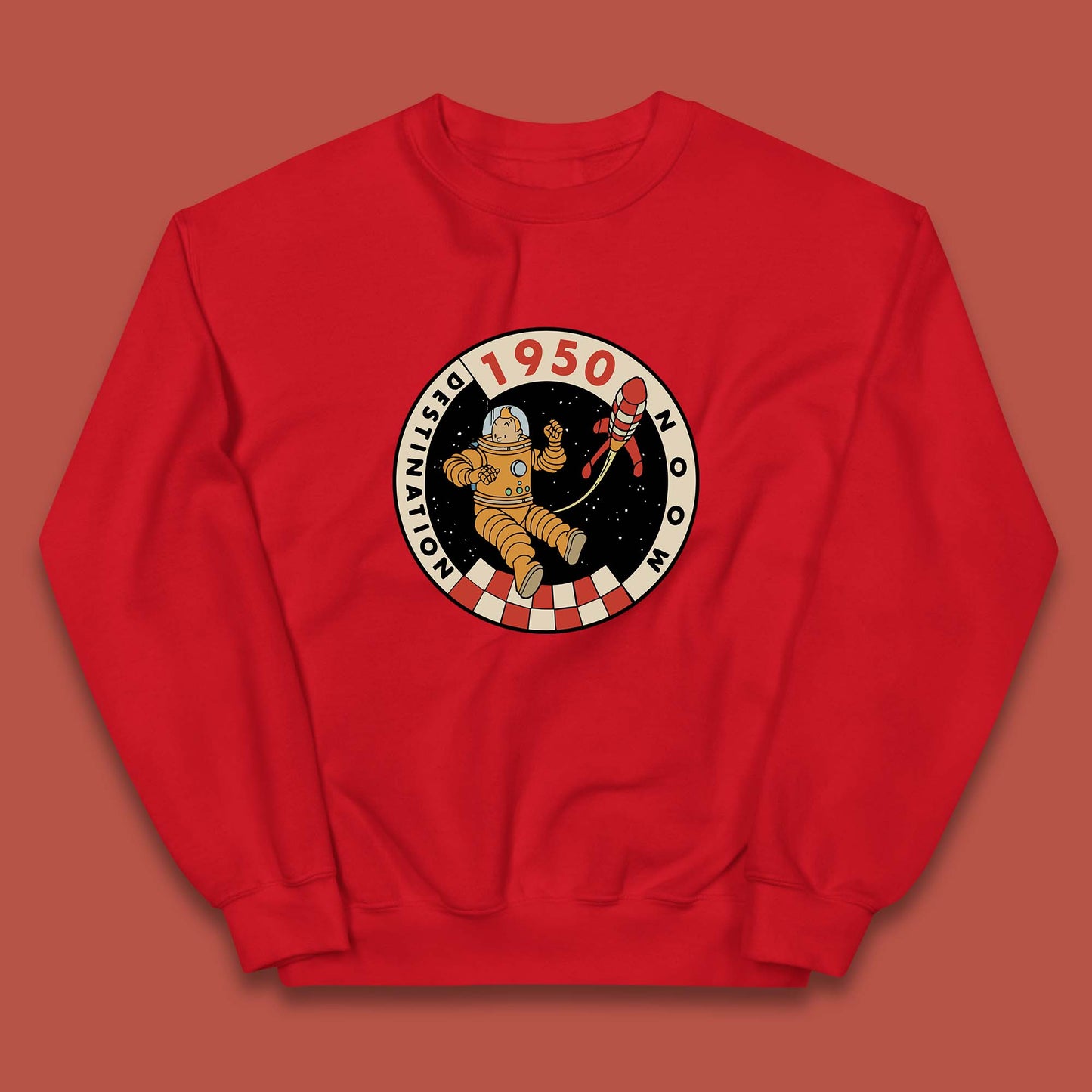 Destination Moon 1950 Astronaut Tintin The Lunar Rocket Retro Comic Space Adventure Kids Jumper