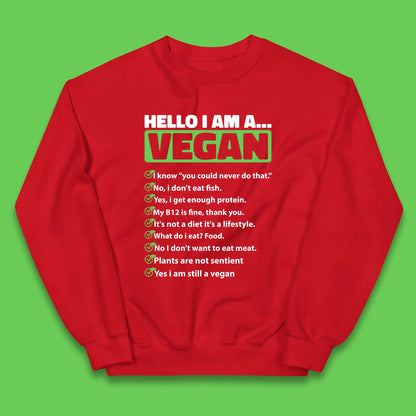 Hello I'm A Vegan Kids Jumper
