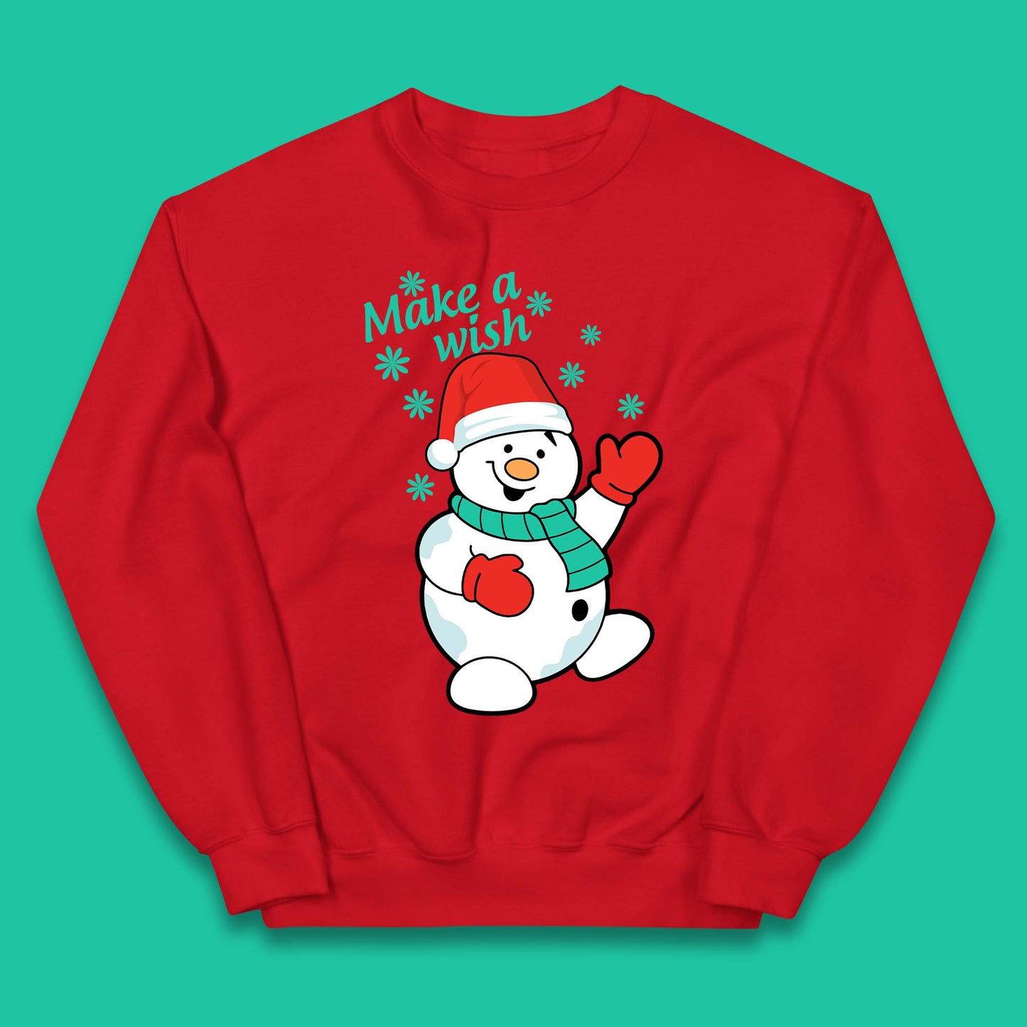 Make A Wish Snowman Christmas Kids Jumper
