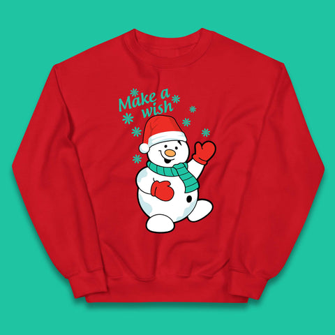 Make A Wish Snowman Christmas Kids Jumper