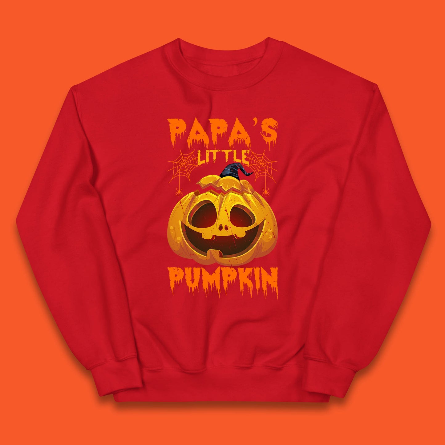 Papa's Little Pumpkin Halloween Jack-o-lantern Witch Hat Scary Evil Pumpkin Kids Jumper