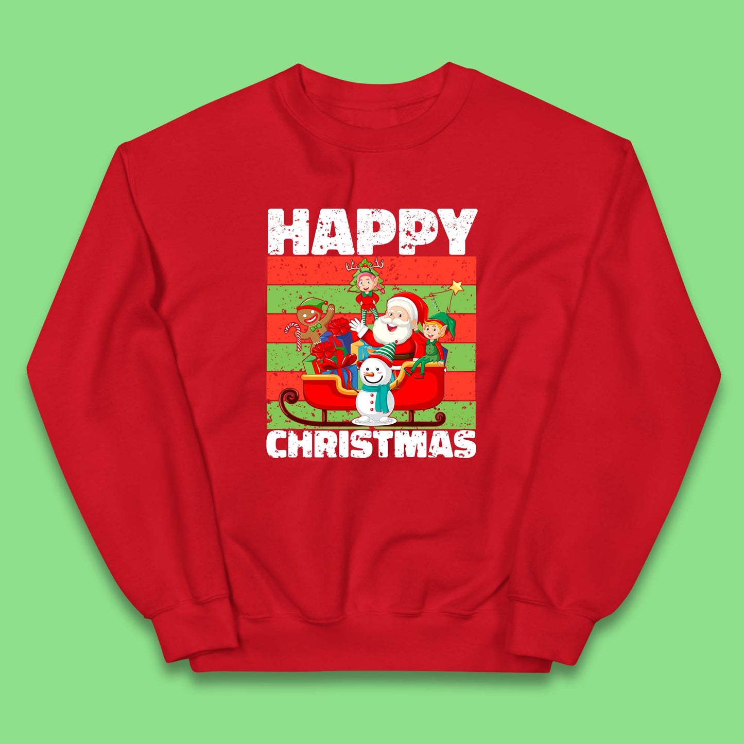 santa and friends on sleigh christmas jumper