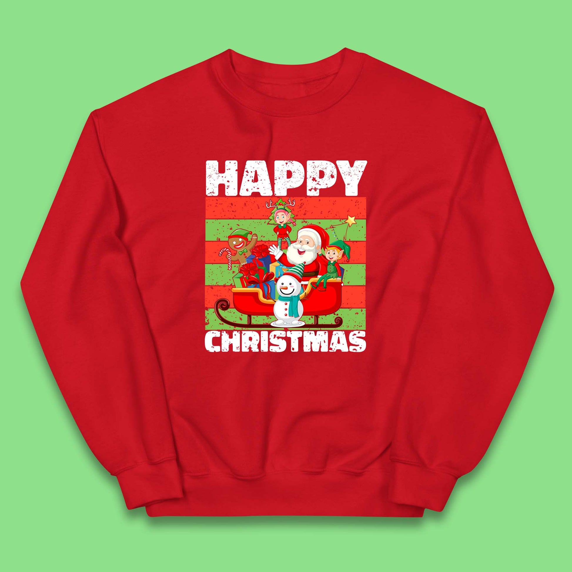 santa and friends on sleigh christmas jumper