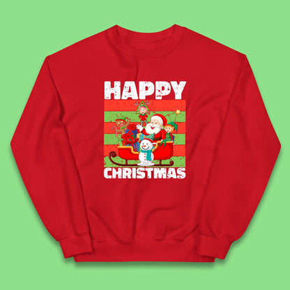 santa and friends on sleigh christmas jumper