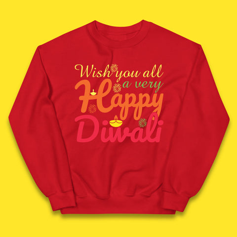 Wish You All A Very Happy Diwali Festival Of Lights Indian Diwali Holiday Celebration Kids Jumper