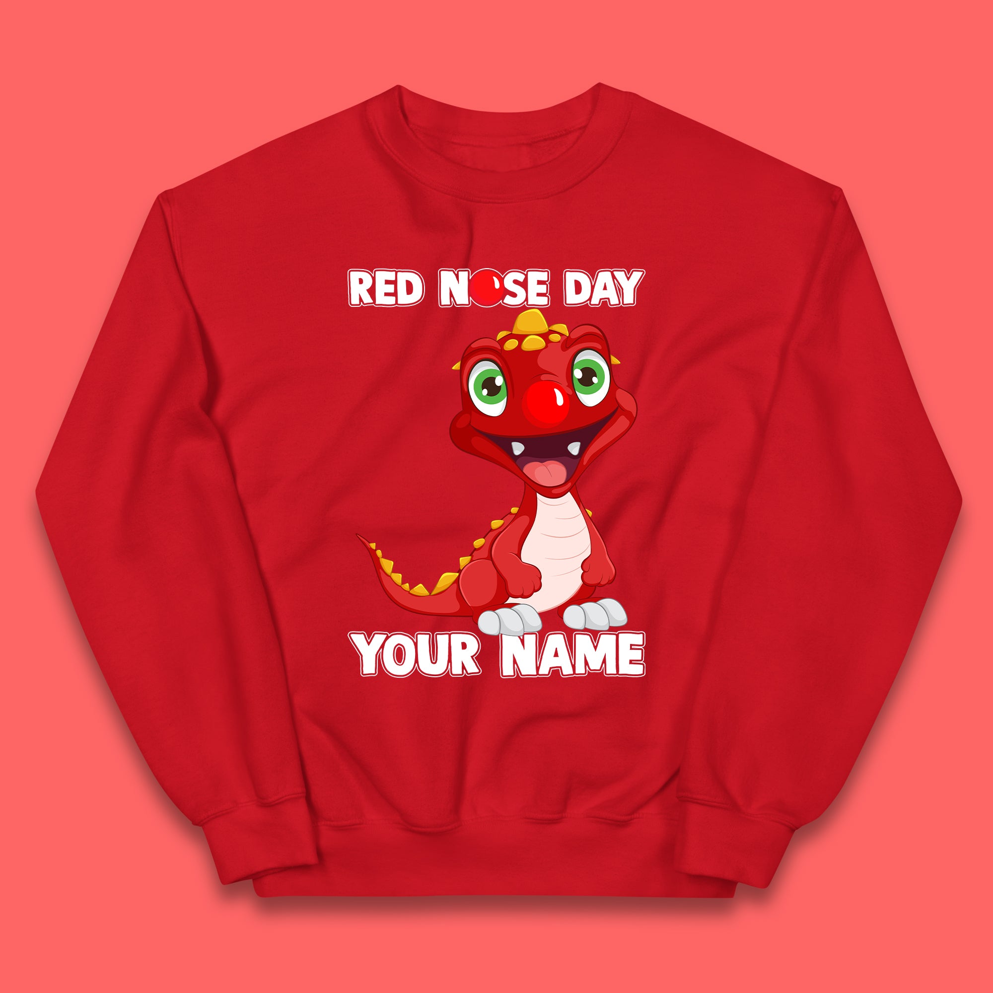 Personalised Red Nose Day Dragon Kids Jumper