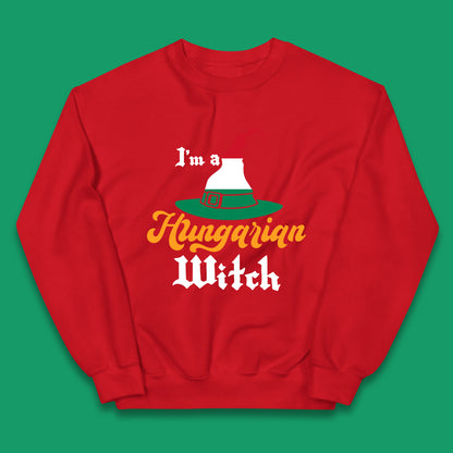 I'm A Hungarian Witch Halloween Witch Hat Hungarian Flag Kids Jumper