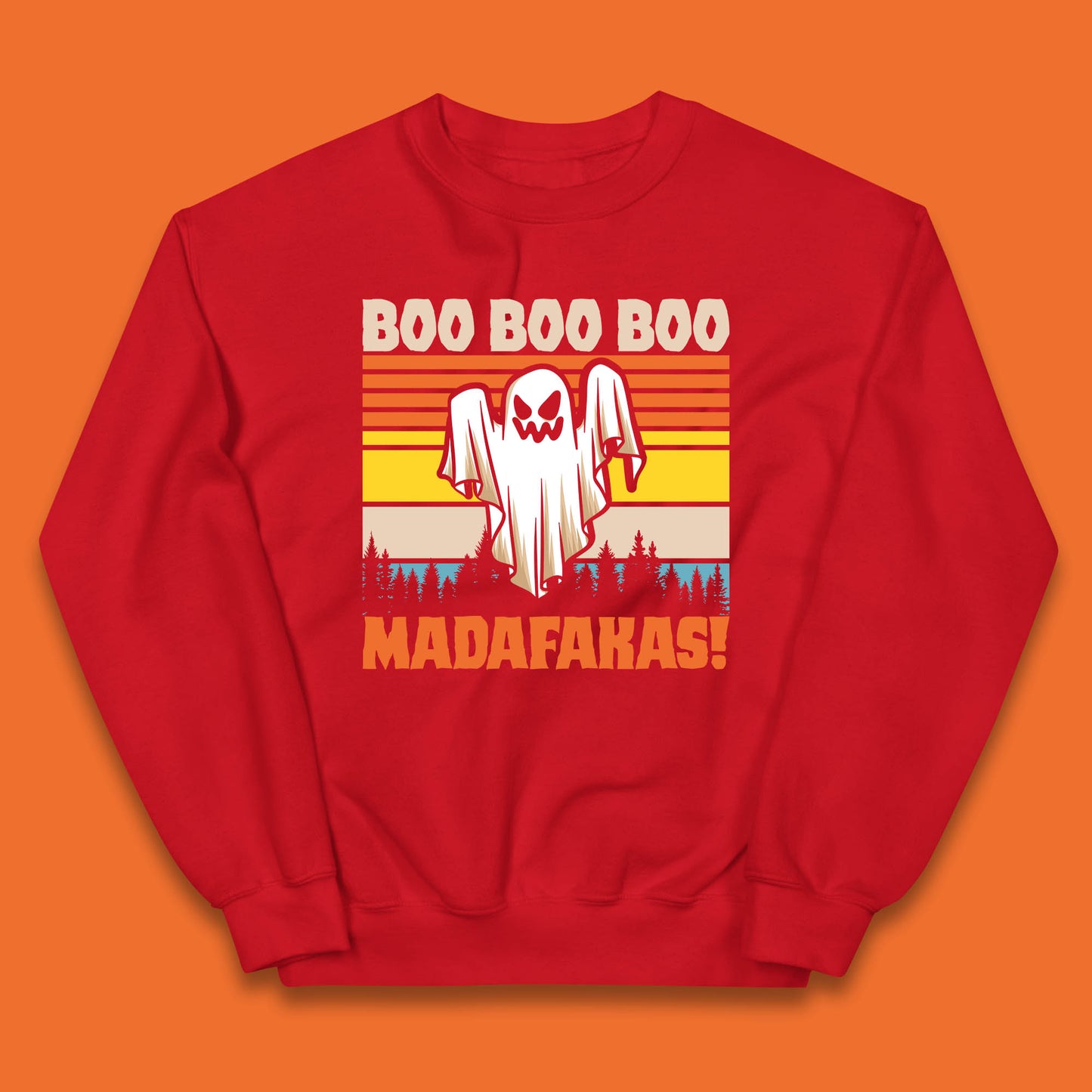 Ghost Say Boo Boo Boo Madafakas Halloween Vintage Horror Scary Boo Ghost Kids Jumper