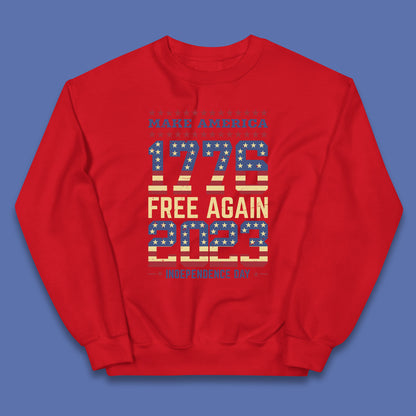 Make America Free Again 1776-2023 Independence Day Funny Free Speech Kids Jumper