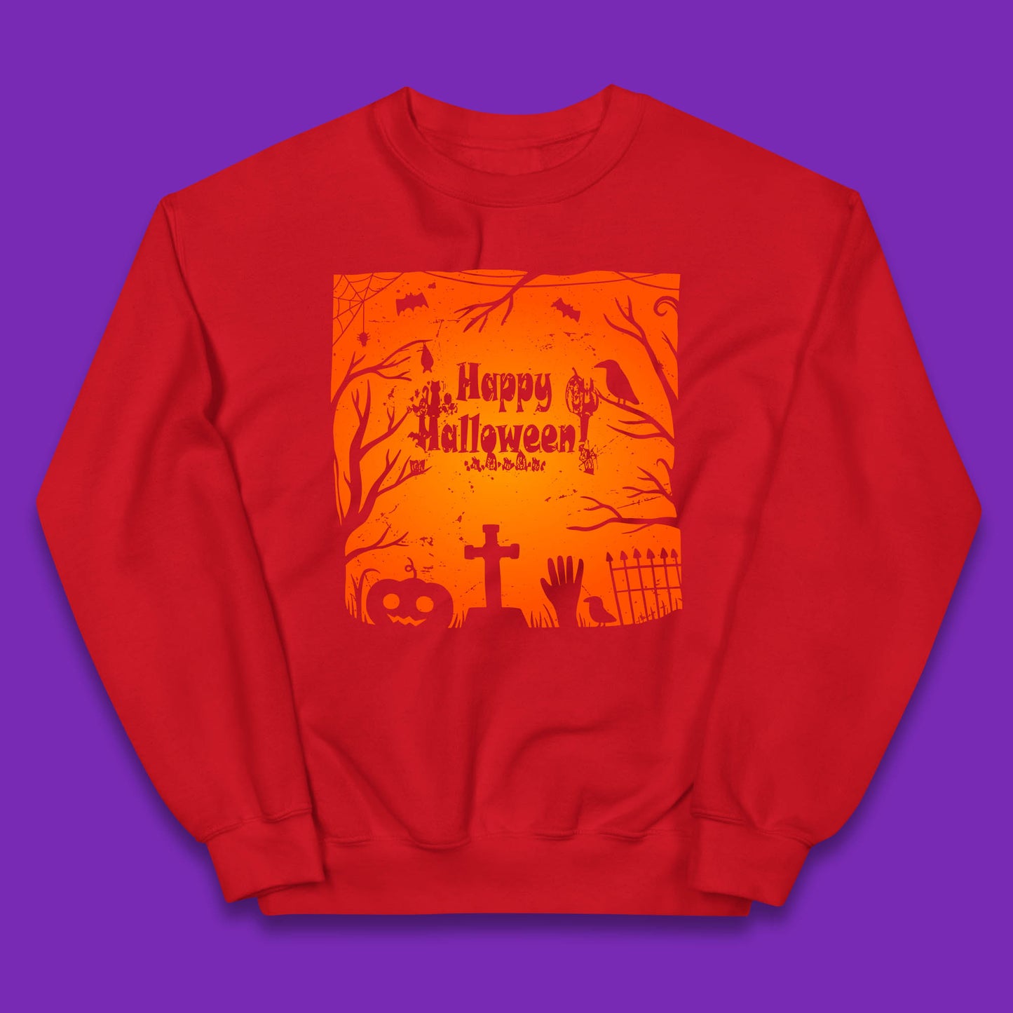 Happy Halloween Witch Hand Cross Sign Scary Pumpin Spooky Terrific Halloween Night Kids Jumper