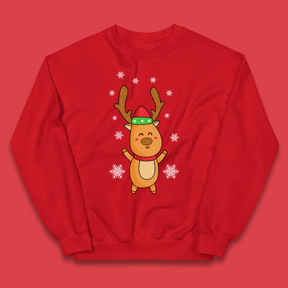 christmas reindeer with santa hat jumper