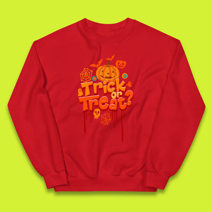 Trick Or Treat Halloween Pumpkin Blood Dripping Horror Scary Spooky Season Kids Jumper