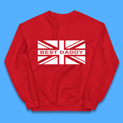 Best Daddy Vintage Union Jack Great Britain United Kingdom England Flag Patriotic Dad Father's Day Kids Jumper