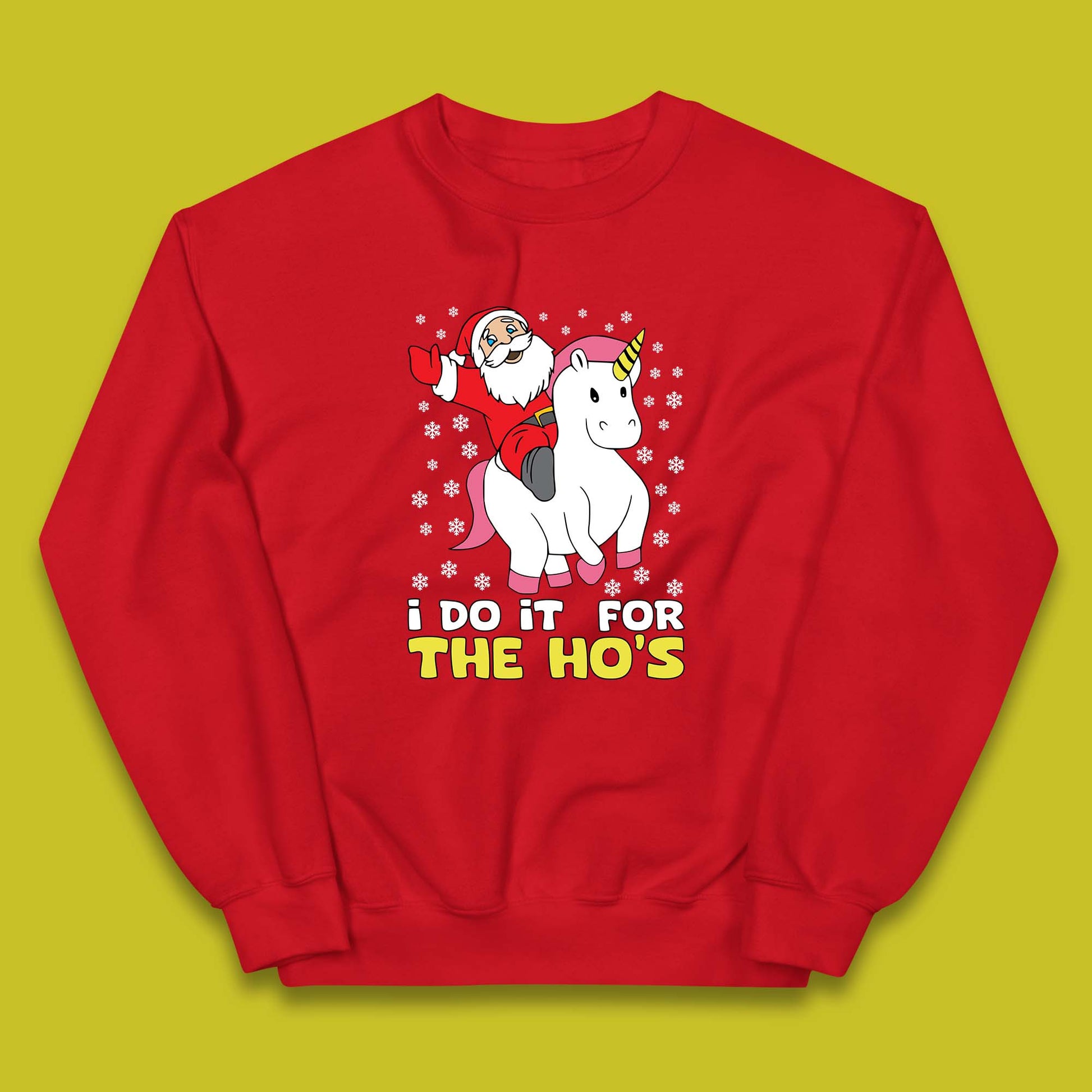 santa riding unicorn kids jumper