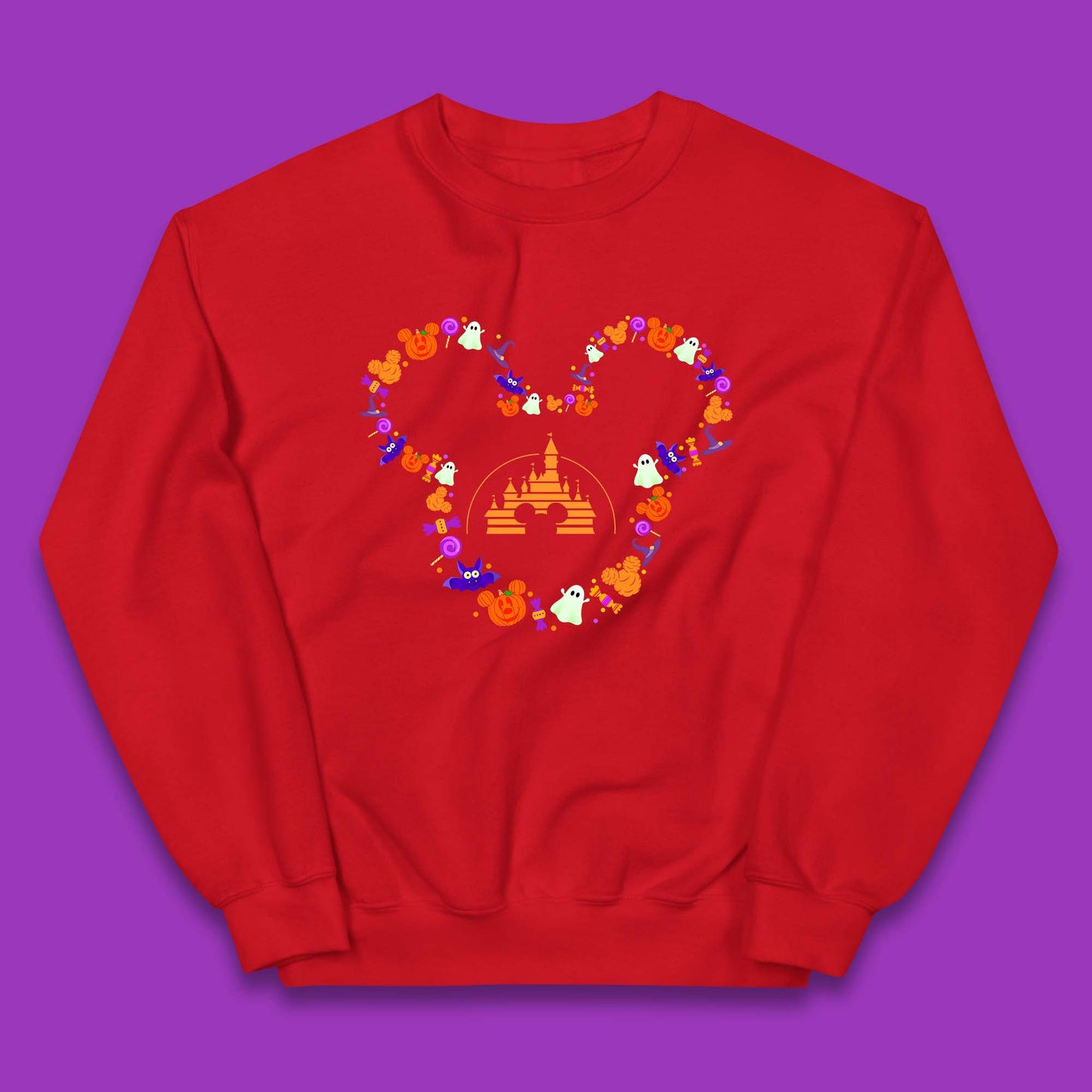 Disney Halloween Mickey Mouse Head Disney Castle Halloween Elements Horror Scary Kids Jumper