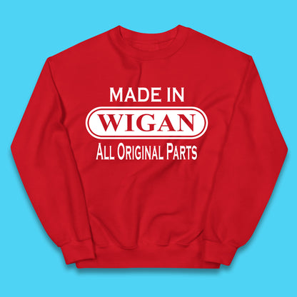 Made In Wigan All Original Parts Vintage Retro Birthday Town In Greater Manchester, England Gift Kids Jumper