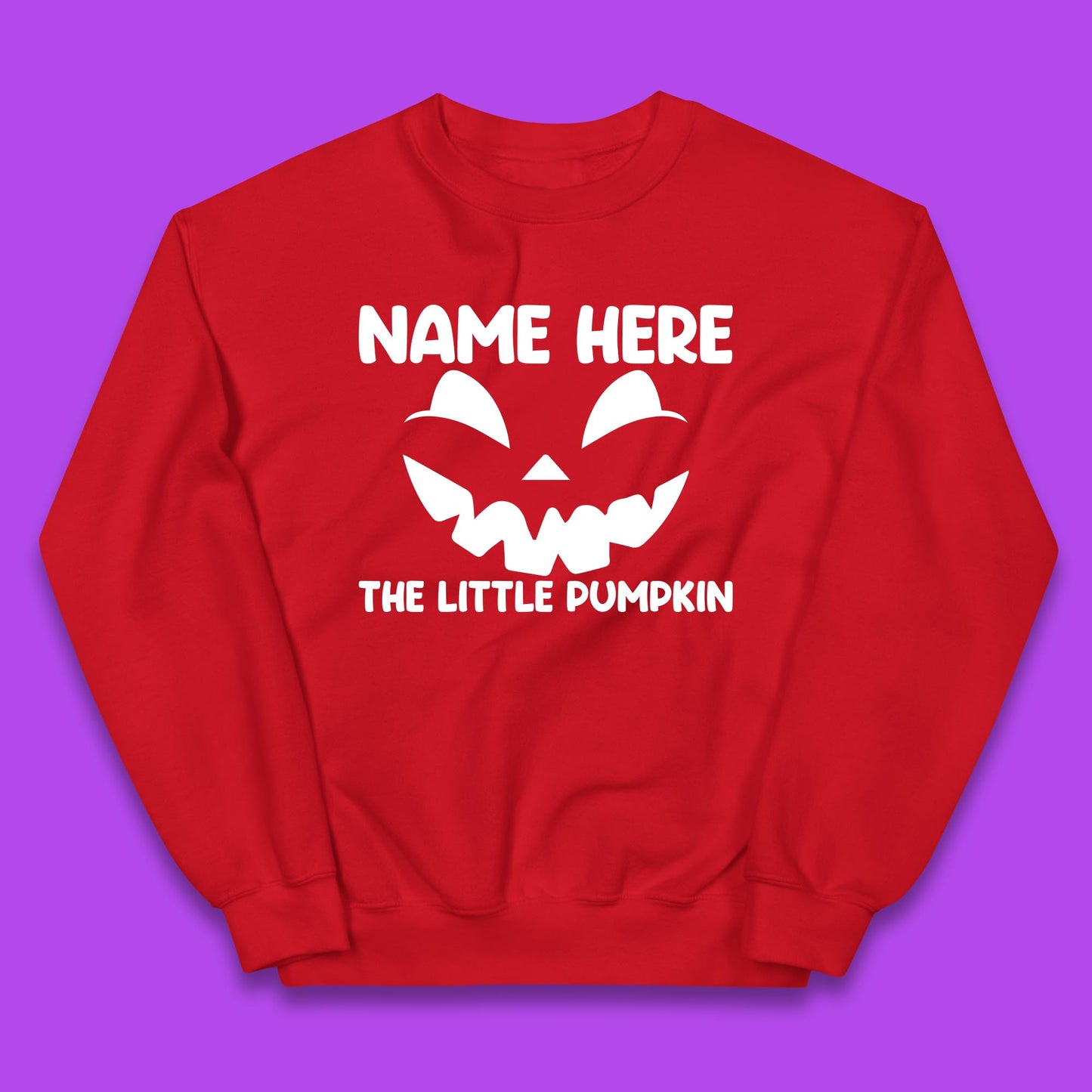 Personalised Your Name Here The Little Pumpkin Jack O Lantern Scary Spooky Face Kids Jumper