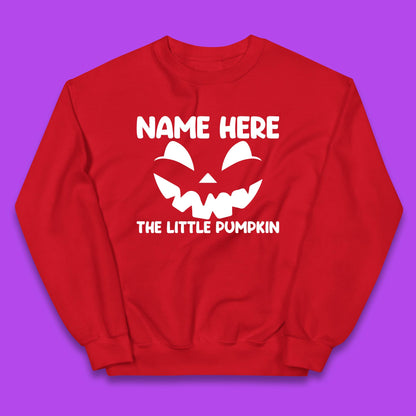 Personalised Your Name Here The Little Pumpkin Jack O Lantern Scary Spooky Face Kids Jumper