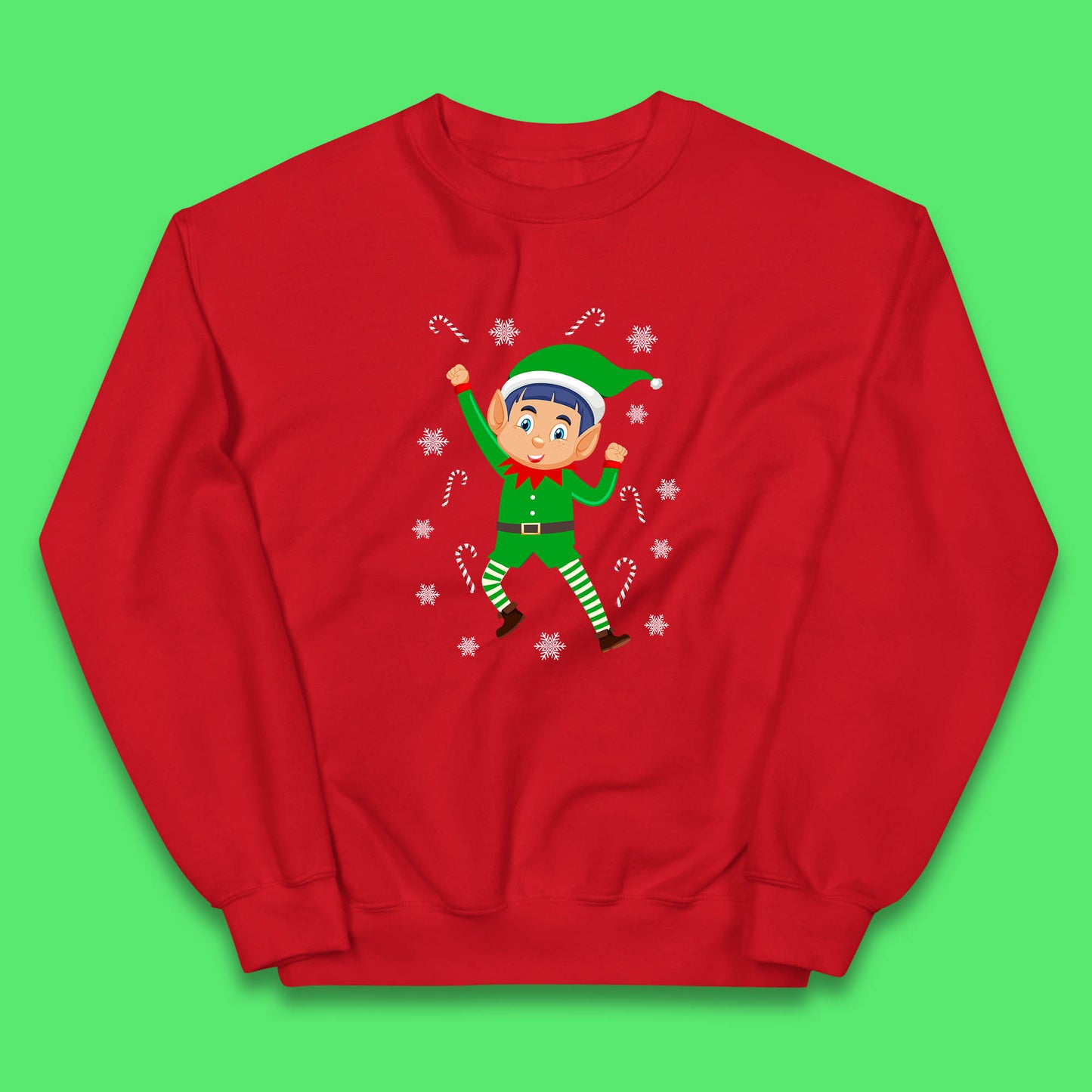 christmas elf cartoon jumper