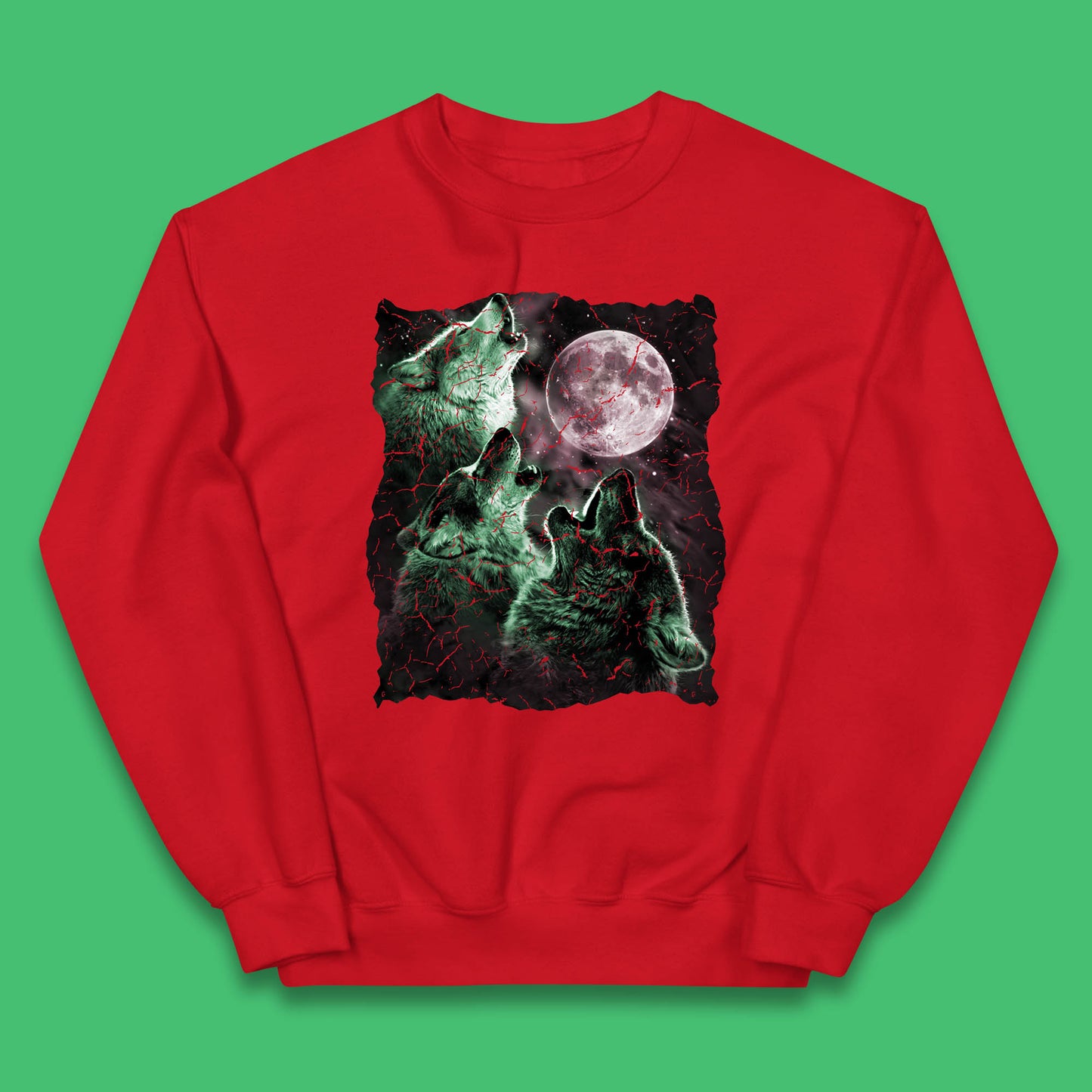 Three Wolf Howling At Moon Wild Free Wolves Three Wolf Dog Animal The Mountain Kids Jumper