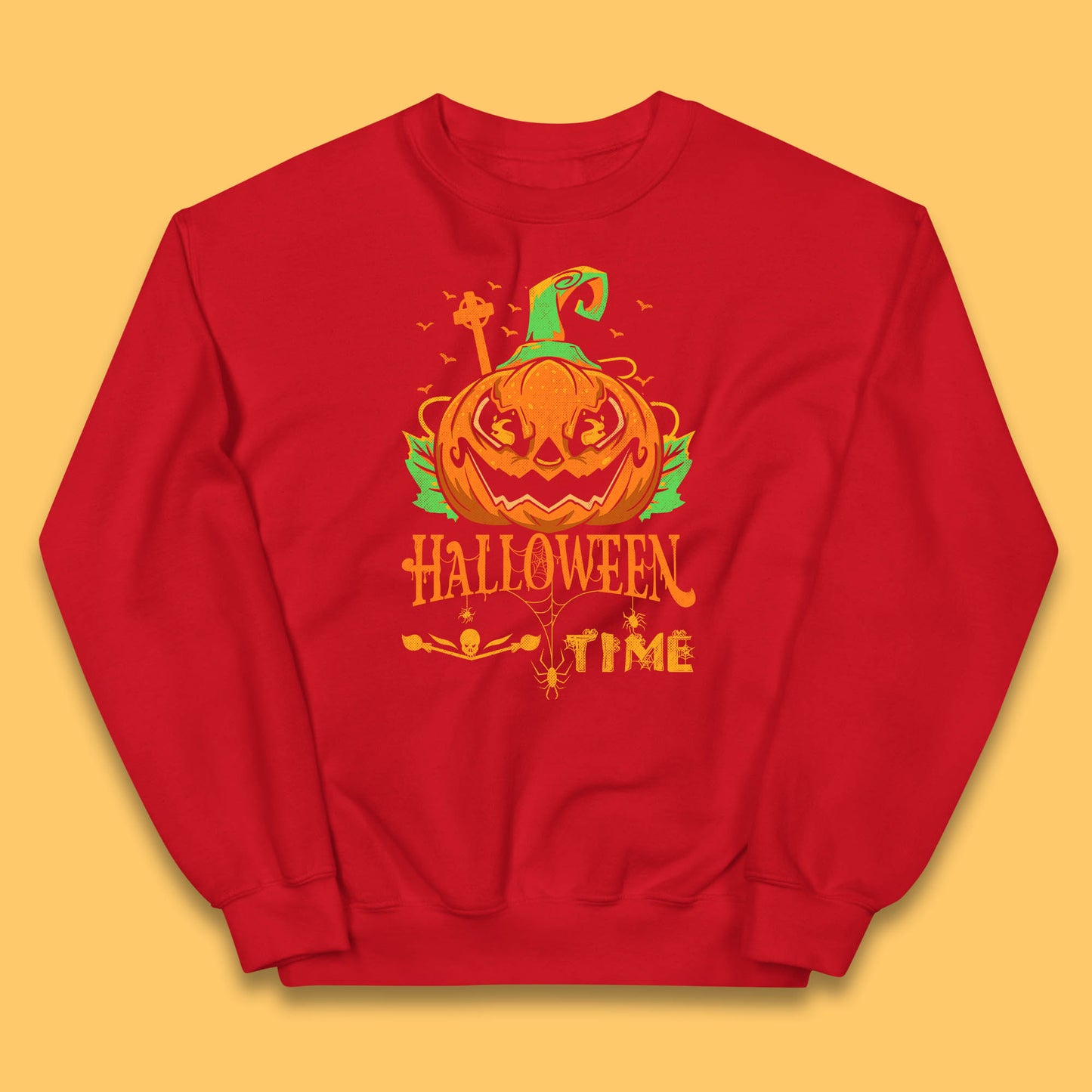 Halloween Time Scary Face Jack O Lantern Horror Pumpkin Halloween Scary Night Kids Jumper