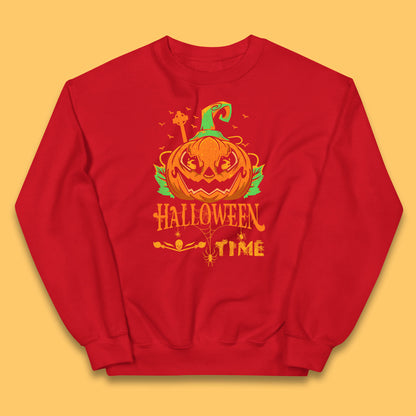 Halloween Time Scary Face Jack O Lantern Horror Pumpkin Halloween Scary Night Kids Jumper