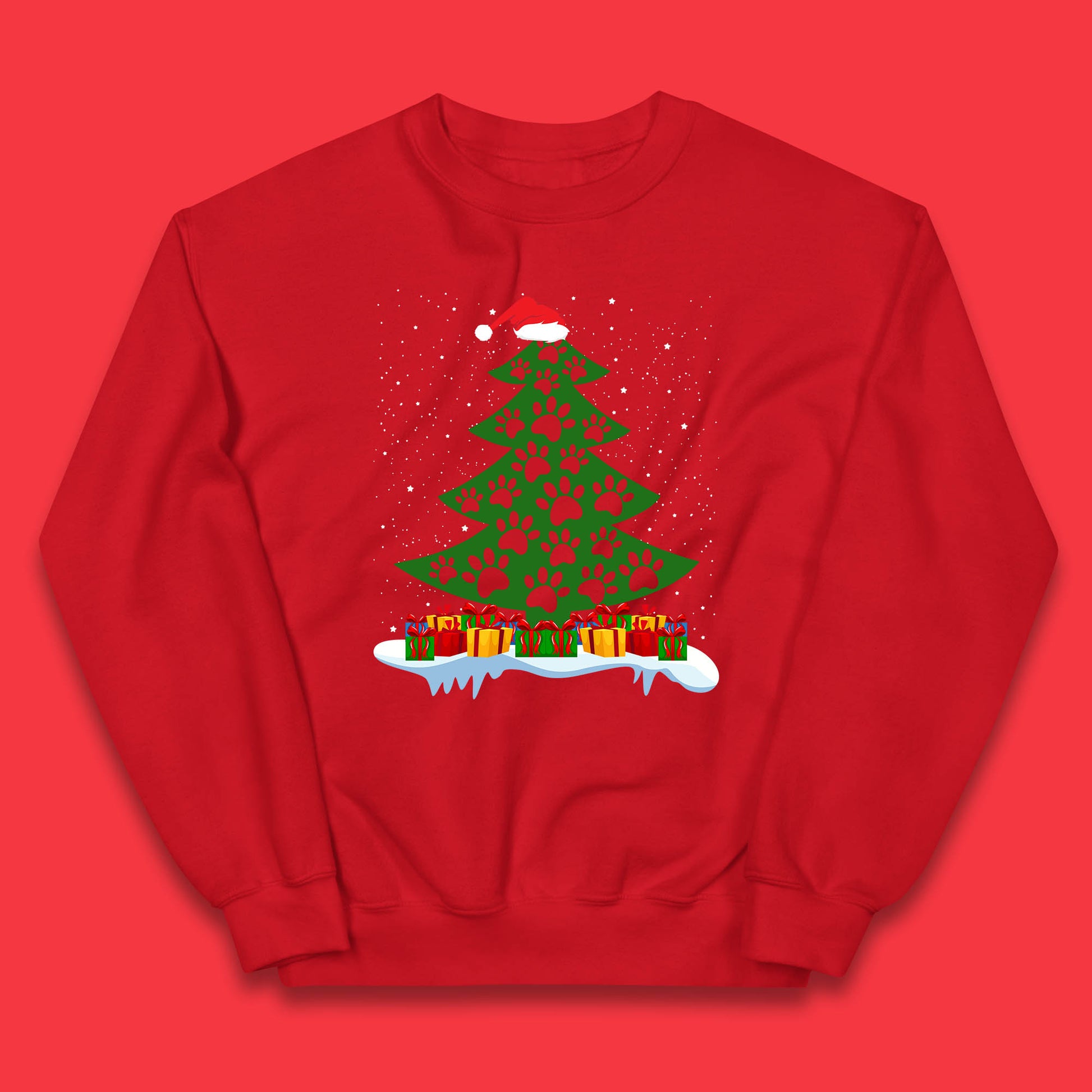 christmas tree with paw prints of dogs jumper