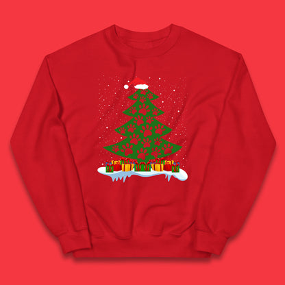 christmas tree with paw prints of dogs jumper