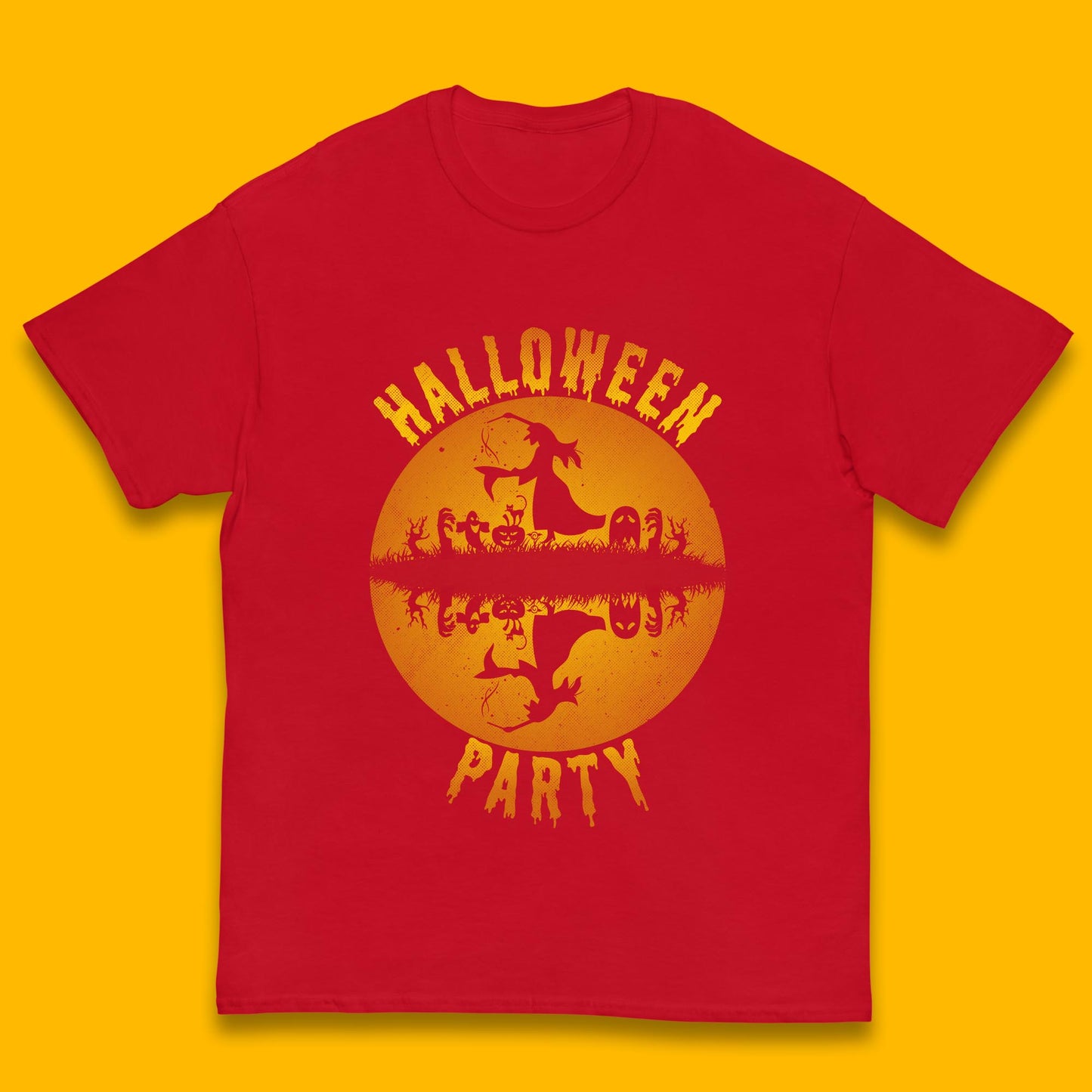 Halloween Party Flying Witch Horror Scary Spooky Season Scary Boo With Full Moon Kids T Shirt