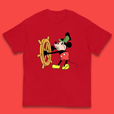 Classic Disney Mickey Mouse Steamboat Willie Disneyland Magic Kingdom Trip Kids T Shirt
