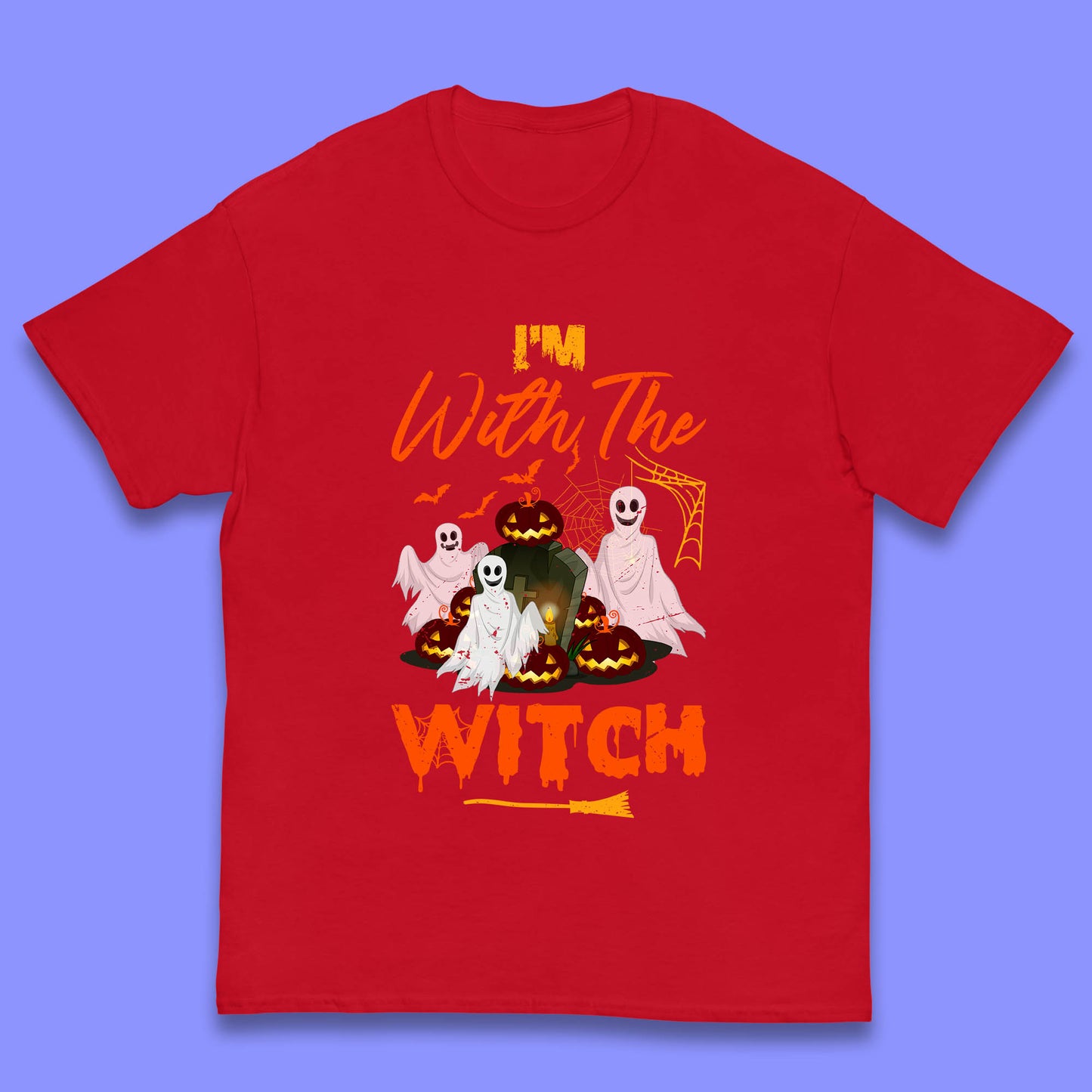 I'm With The Witch Halloween Ghosts With Jack-O-Lantern Horror Pumpkins Kids T Shirt