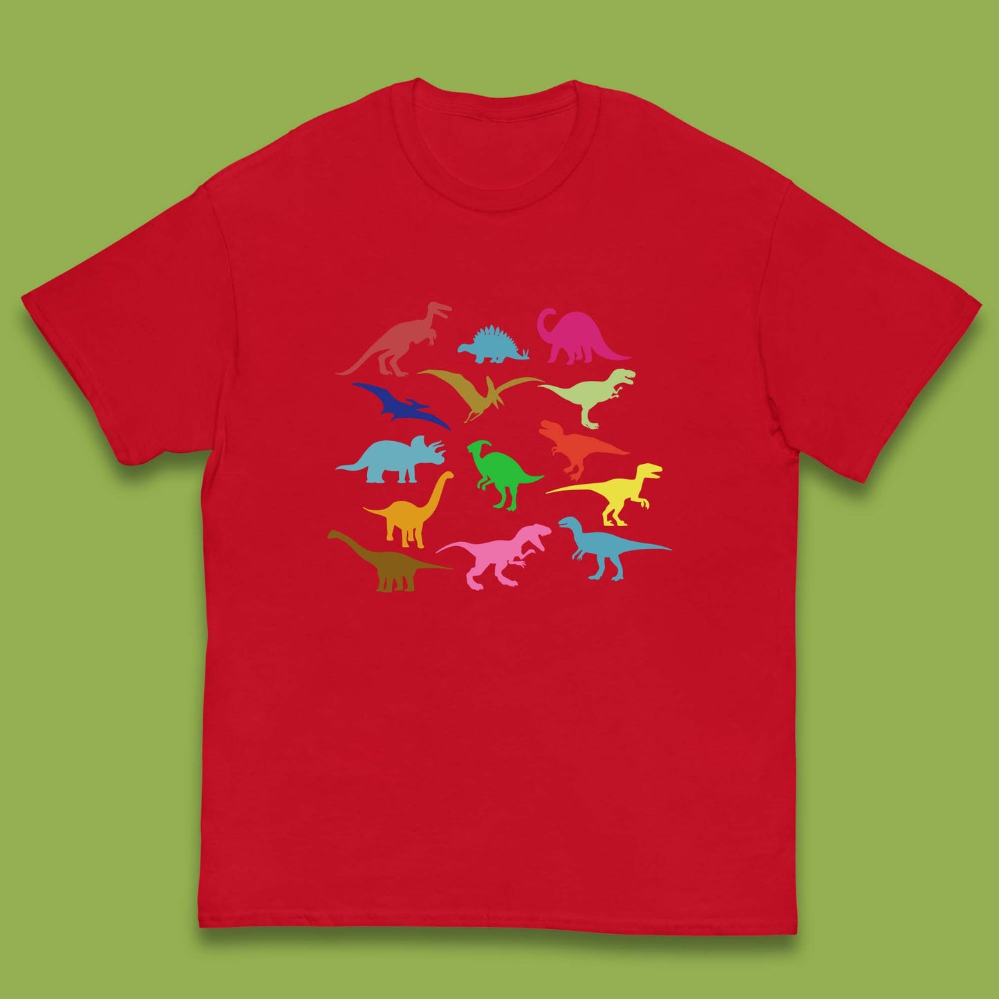 Colourful Dinosaurs Dino Fossil Dinosaurs Wild Nature Prehistoric Paleontology Velociraptor Kids T Shirt