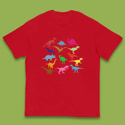 Colourful Dinosaurs Dino Fossil Dinosaurs Wild Nature Prehistoric Paleontology Velociraptor Kids T Shirt