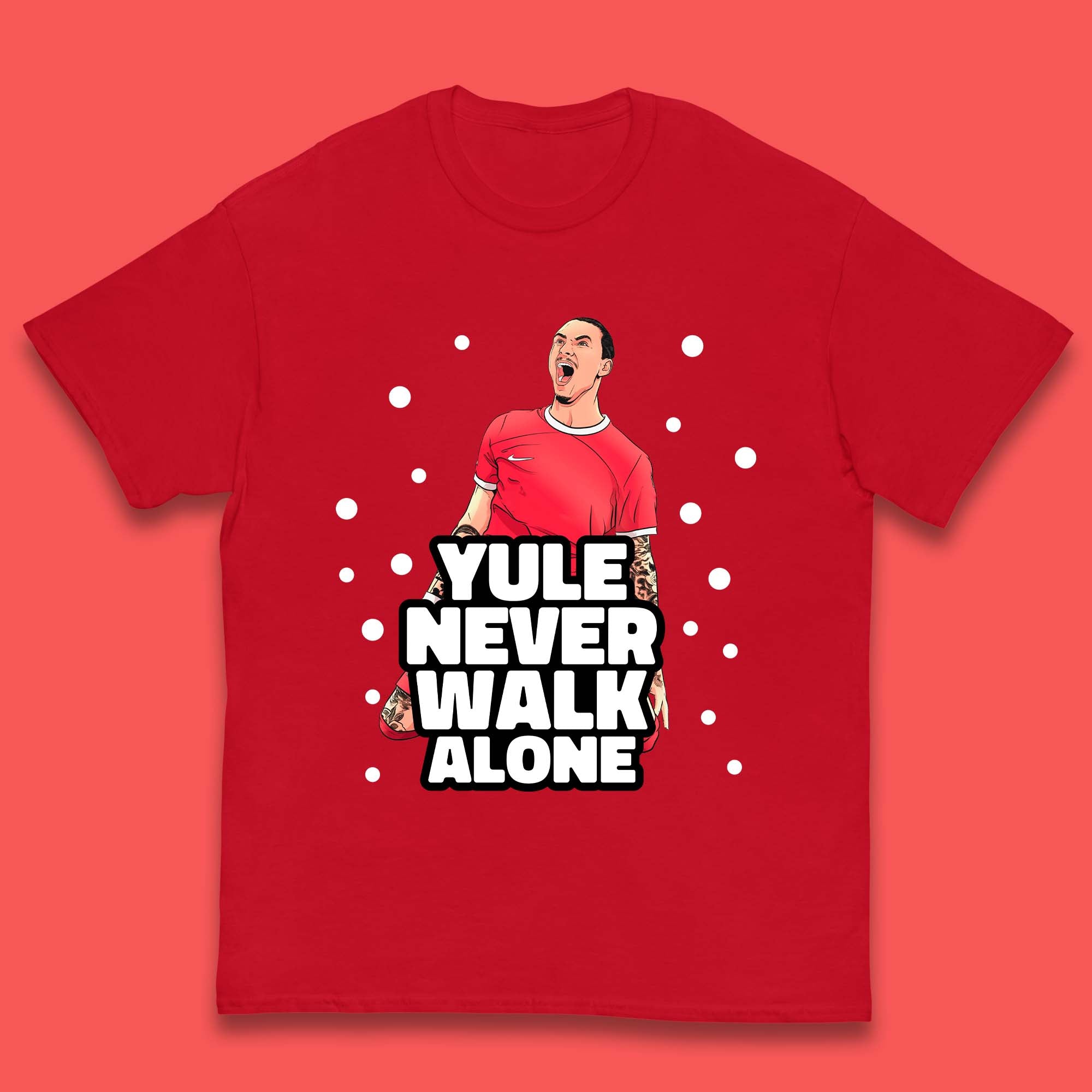 Yule Never Walk Alone Footballer Christmas Kids T-Shirt