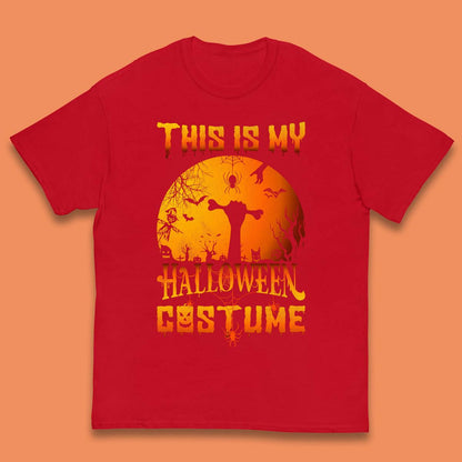 This Is My Halloween Costume Zombie Hand Rising Out Of A Graveyard & Holding Bone In Spooky Night Kids T Shirt