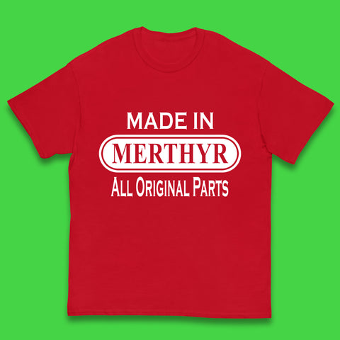 Made In Merthyr All Original Parts Vintage Retro Birthday Merthyr Tydfil Town In Wales Kids T Shirt