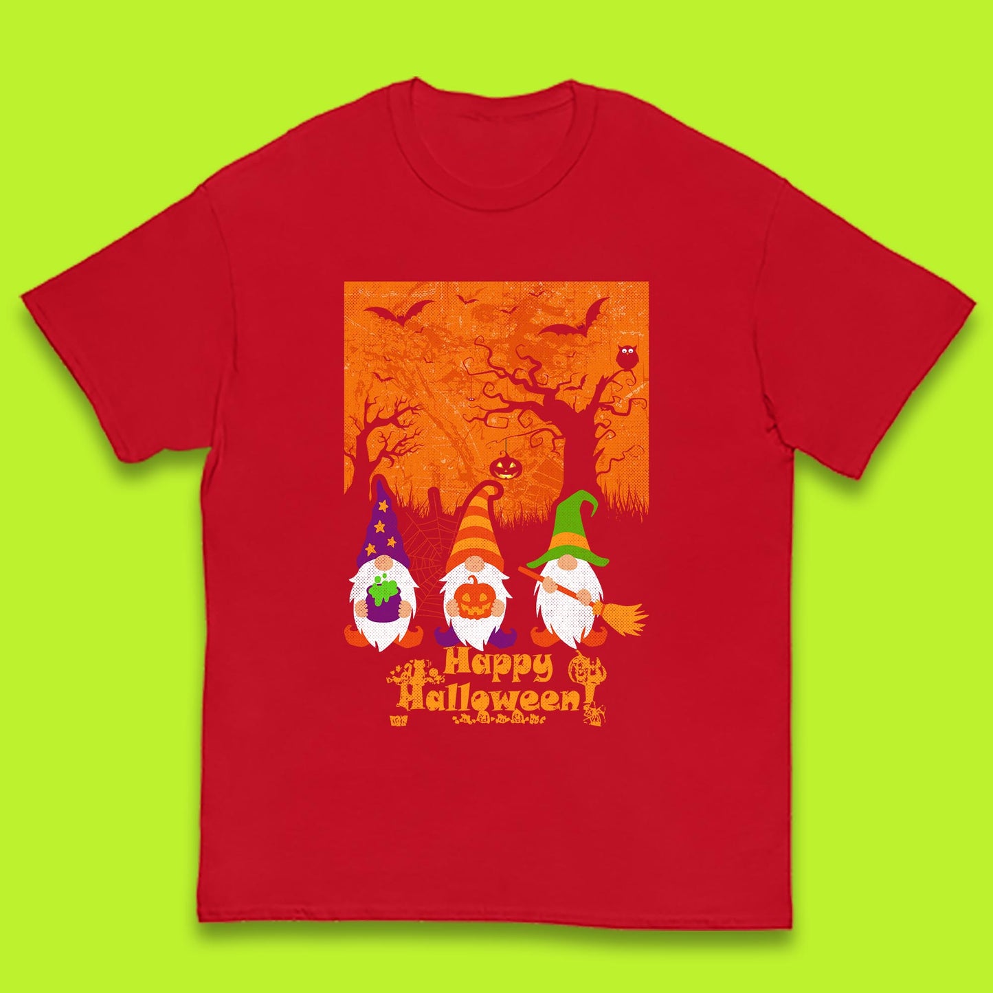 Happy Halloween Gnomies Spooky Witch Gnomes Scary Halloween Trees Gnome Lover Kids T Shirt