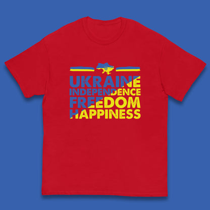 Ukraine Independence Freedom Happiness Proud Ukrainian Patriotic 24 August Independence Day Kids T Shirt
