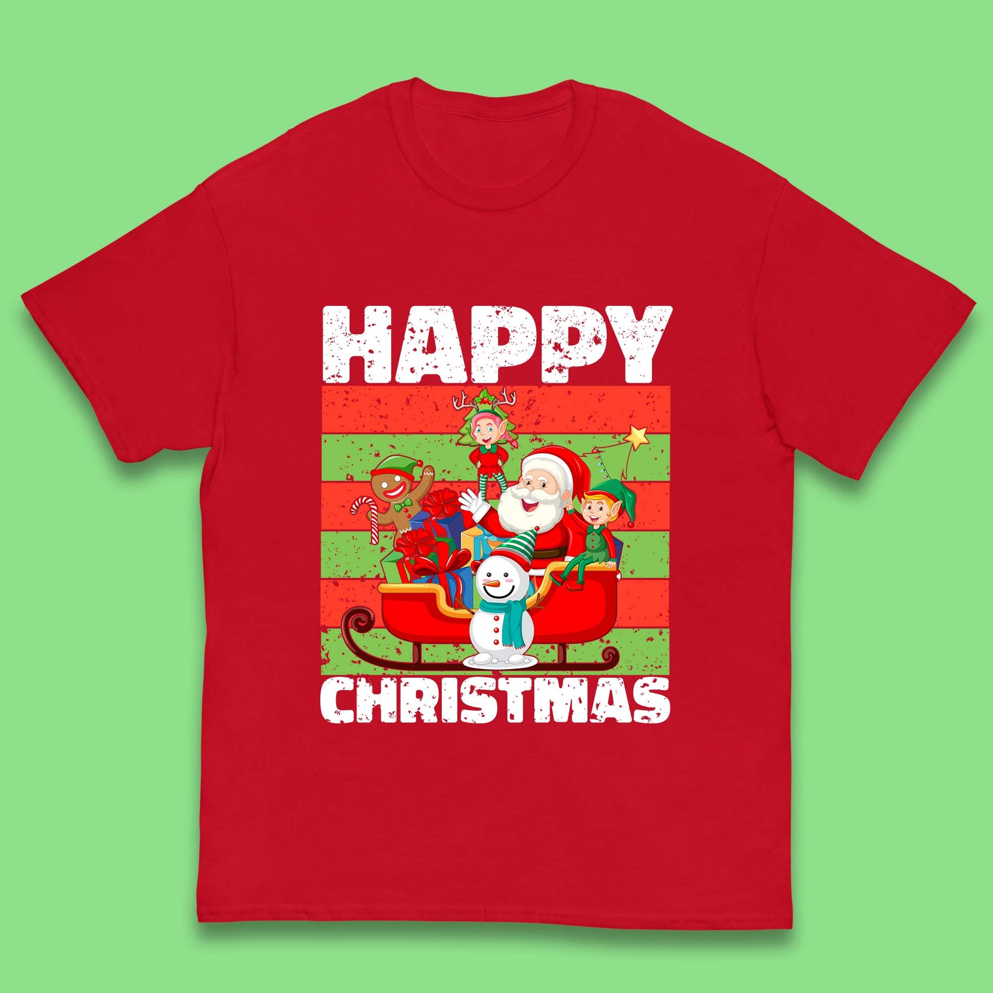 santa and friends on sleigh christmas t shirt