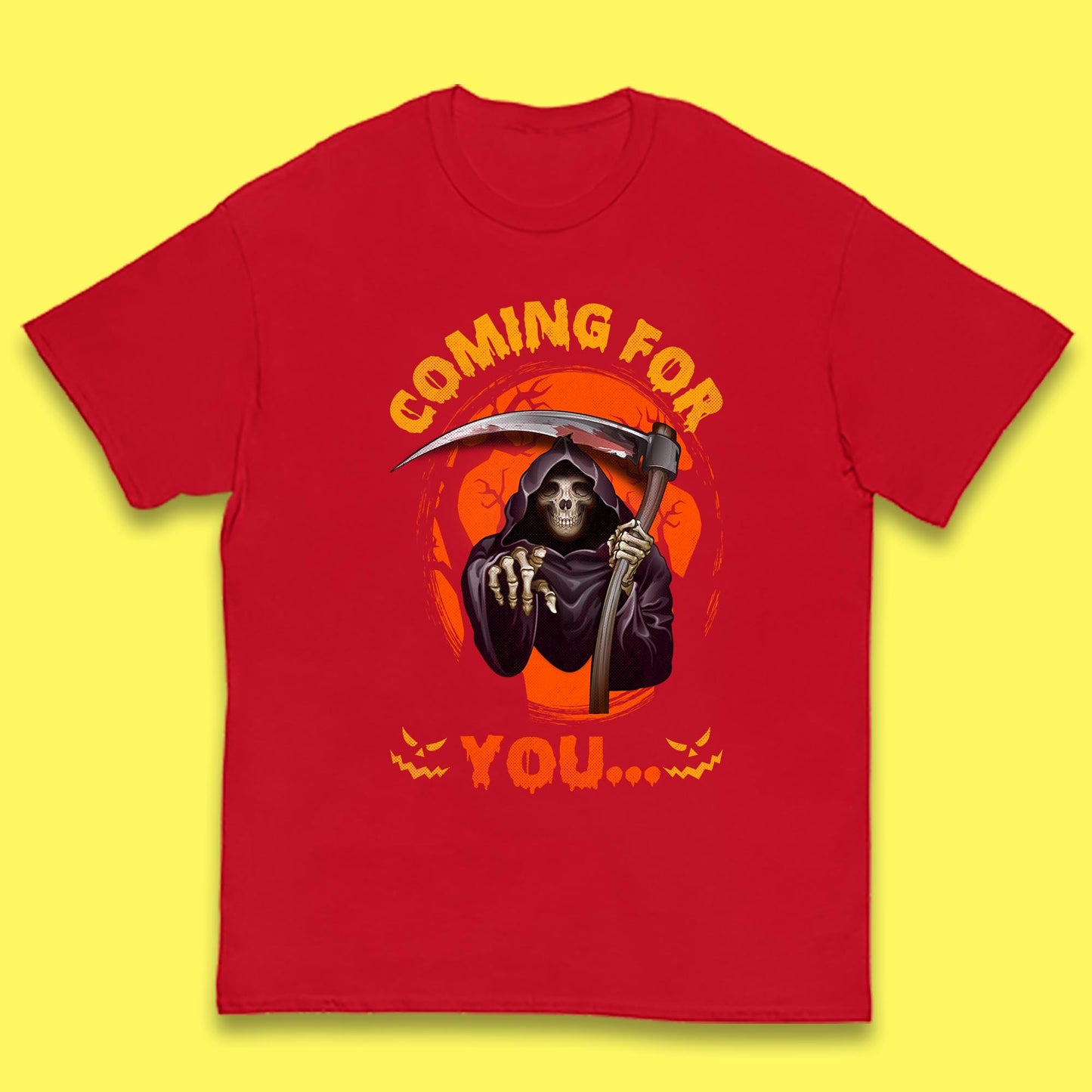 Coming For You Grim Reaper Halloween Skeleton With Scythe Halloween Ghost Kids T Shirt