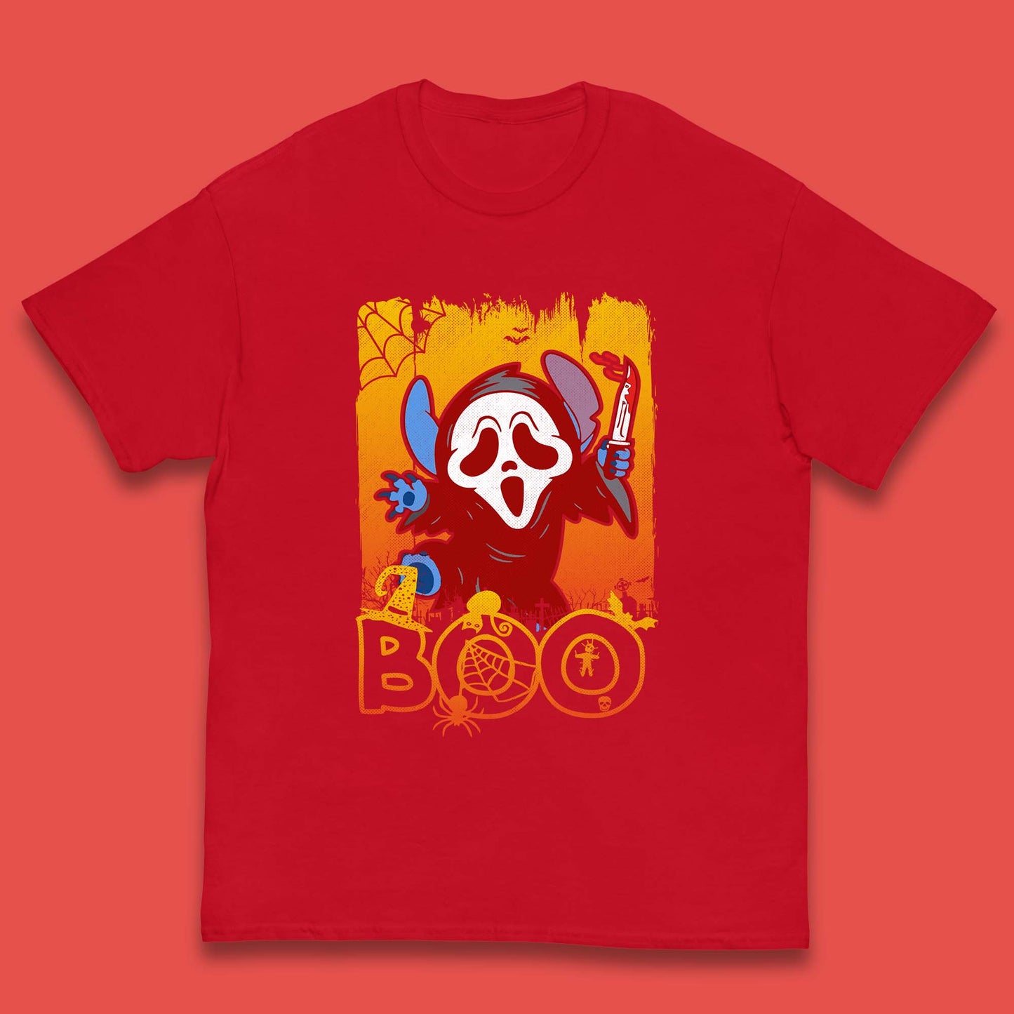 Stitch Scream Ghostface Disney Halloween Horror Movie  Disney Lilo & Stitch Kids T Shirt